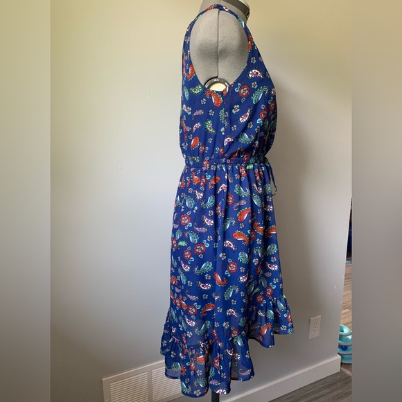 Blue dress with elastic waist - Picture 3 of 11